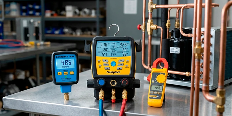 Manifold digital e vacuômetro eletrônico, ferramentas de medição e diagnóstico para trabalhar com refrigeração